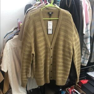 PAIGE Caramel Sunset Cardigan Sweater with V-Neck and Ribbed Texture